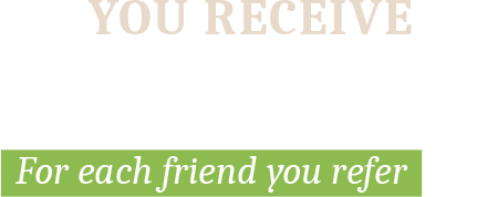 Promotional graphic offering $15 off the next wax service for each referred friend. The text is stylized with colors, and a decorative arrow points to the right.