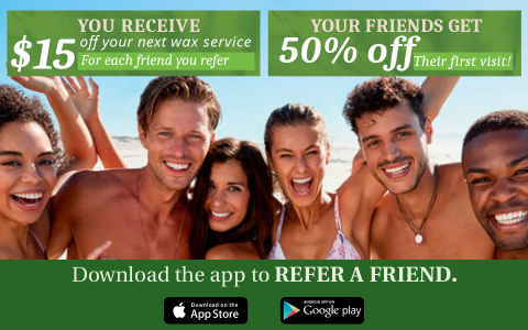 Refer friends for wax service discounts via app.
