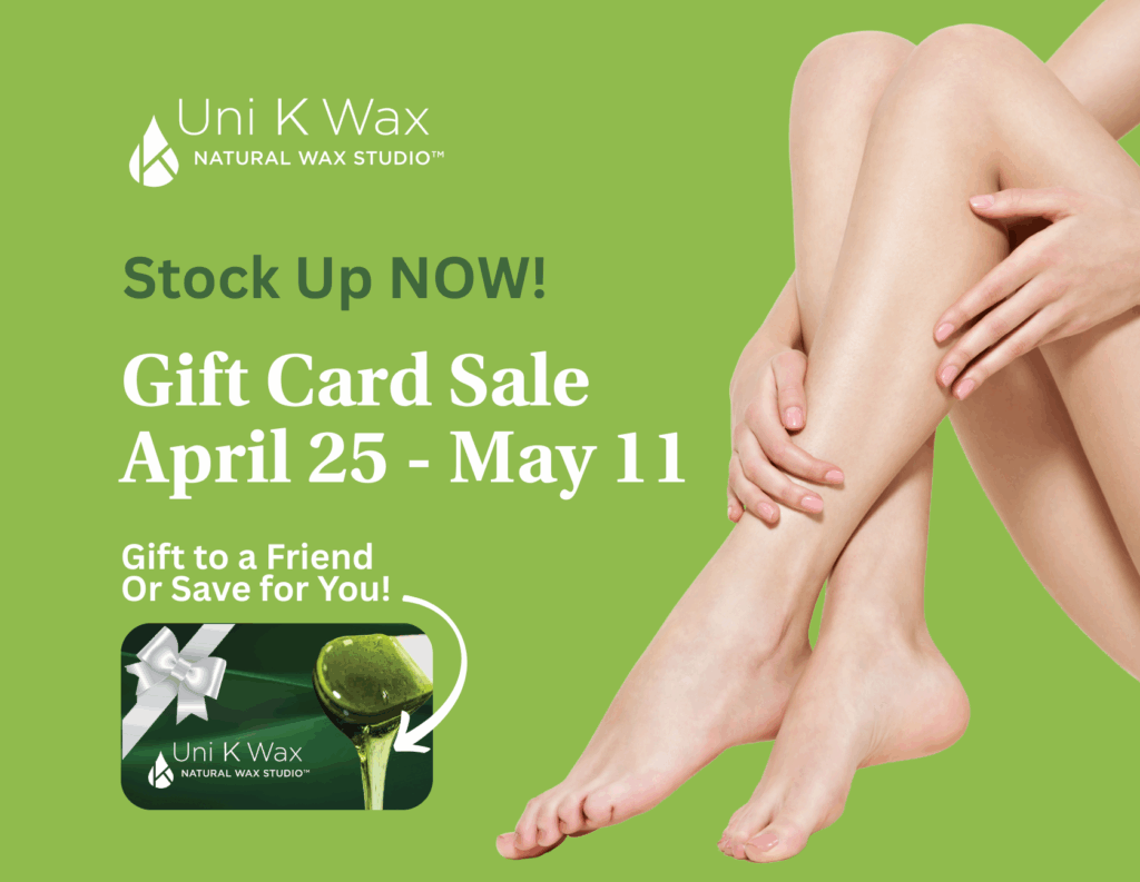 Uni K Wax gift card sale announcement.