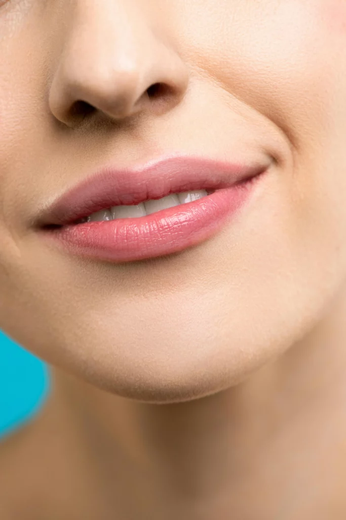 Close-up of smiling lips and nose